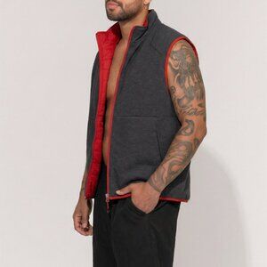 Cremieux red gray Reversible puffer vest zip pockets sleeveless new medium men